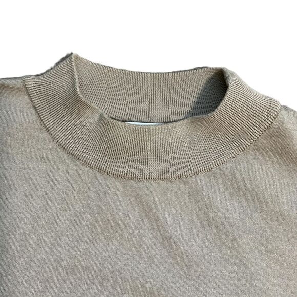 St Croix Tan Long Sleeve Crew Neck Elastic Hem Logo Academia Sweater Size Medium - Picture 3 of 12